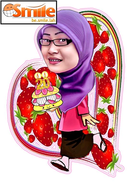 merupakan penggambaran seorang gadis manis berjilbab yang sangat menggemari buah strawberry yang sedang merayakan ulang tahunnya yang ke-20